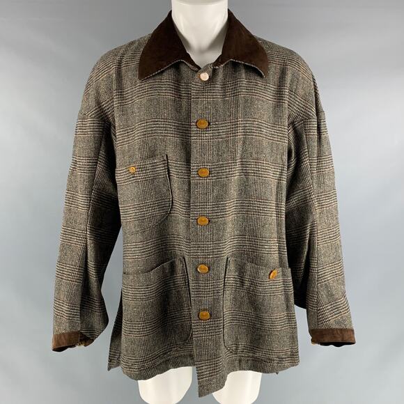 VIVIENNE WESTWOOD MAN Size 40 Brown Black Plaid Lambswool Coat - Picture 1 of 1